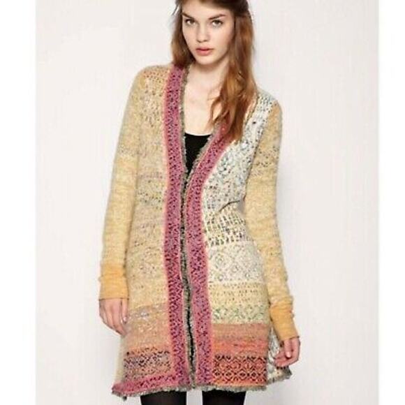 Free People Sweaters - Free People Desert Drifter Pastel Chunky Knit Cardigan Sweater
